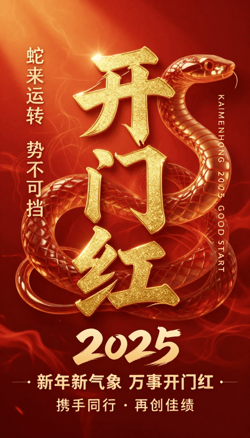 立体书法素材：开门红2025：蛇年新春祝福与辉煌启航