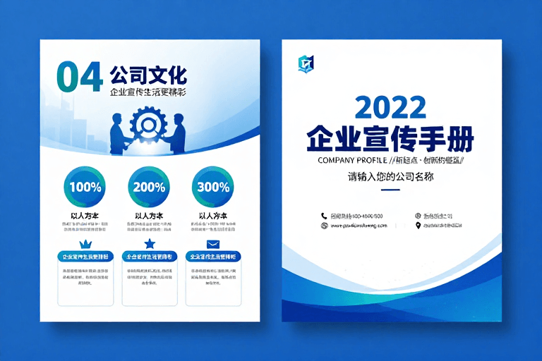 商务手册素材：蓝白渐变科技感企业宣传手册设计