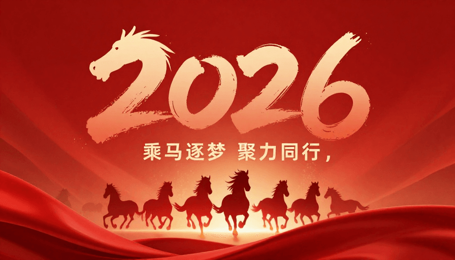 红色渐变背景素材：2026新春海报背景：红色渐变书法马头设计