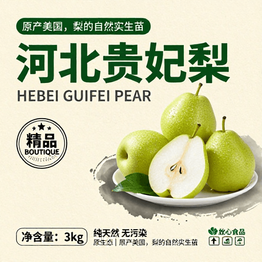 农产品摄影素材：河北贵妃梨：高端原生品质礼盒，清新雅致设计