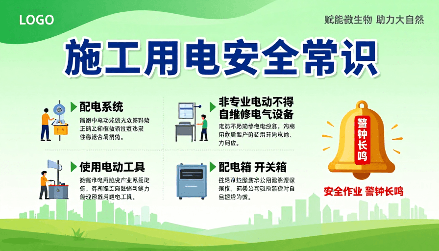 绿色生态素材：绿色生态施工用电安全常识宣传海报