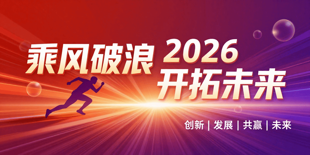 新年主题素材：乘风破浪2026：未来科技视觉宣传图