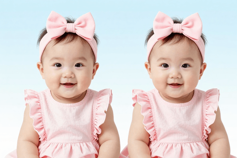 双胞胎女婴素材：双胞胎女婴粉嫩写真：清新母婴广告