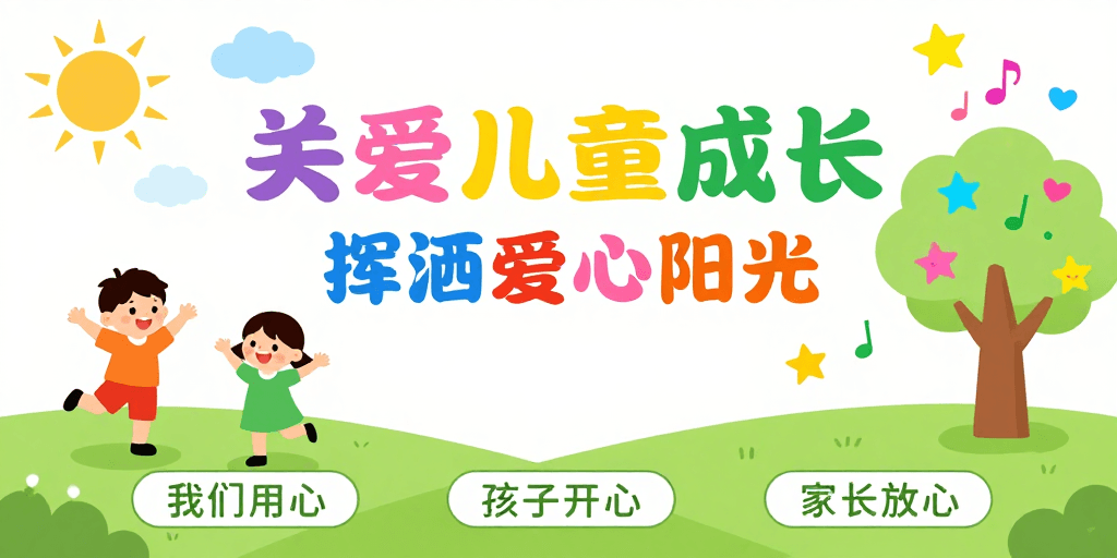 彩色设计素材：童趣插画：关爱儿童成长·公益宣传