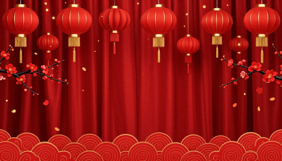 春节庆典素材：喜庆中国风春节庆典舞台背景