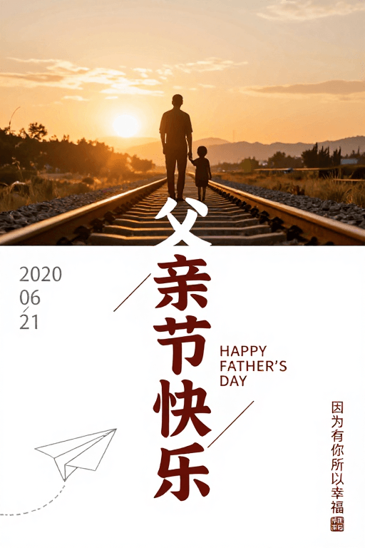 温馨插画素材：父爱如光：温暖父亲节艺术海报