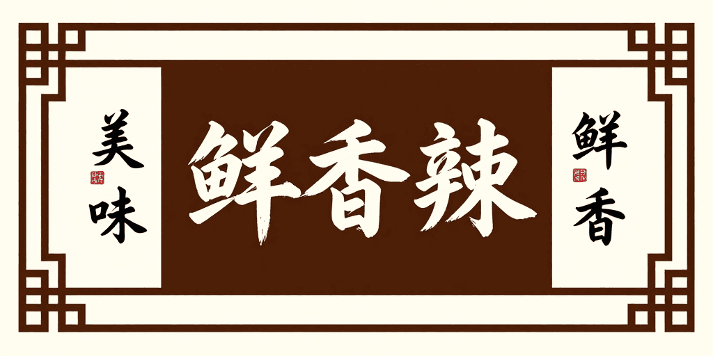 文化韵味素材：典雅中式书法海报：鲜香美味文化韵味