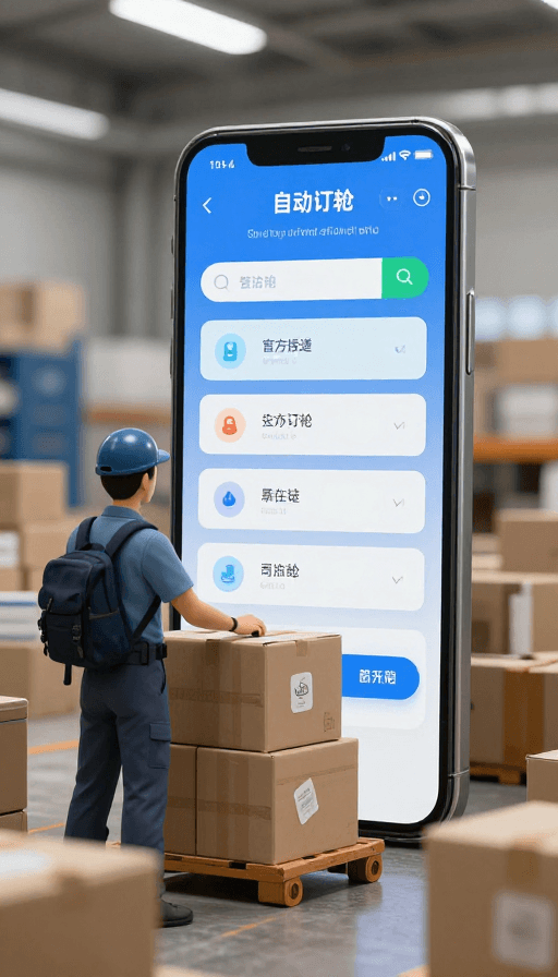 现实照片素材：AI智能体自动订舱：现代物流高效运作的现实场景