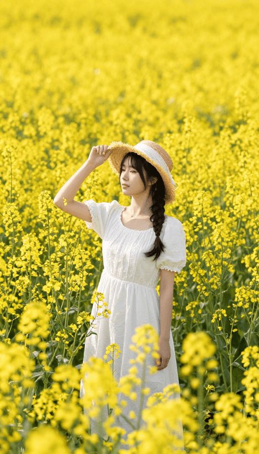 金黄色调素材：夏日金黄油菜花海，田园风光摄影