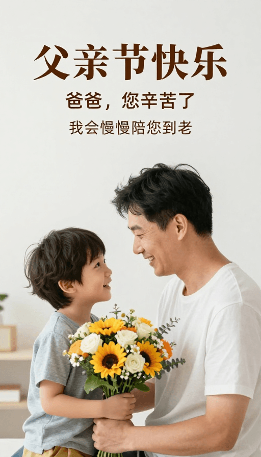父亲节素材：父爱永恒：父亲节温馨互动海报设计