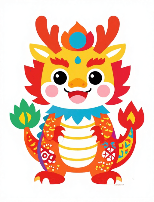 喜庆风格素材：欢乐剪纸中国龙：多彩传统艺术