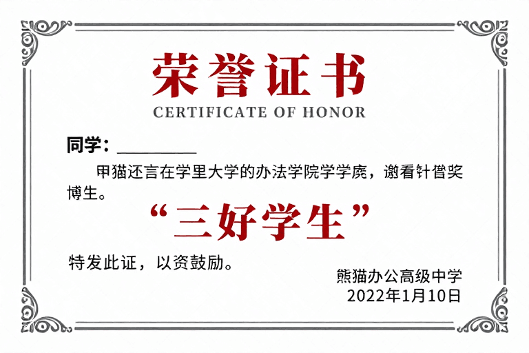 古典装饰素材：典雅庄重荣誉证书展示海报