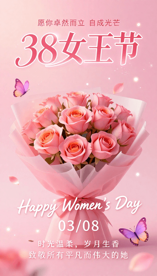 38女王节素材：梦幻粉色调 | 38女王节专属浪漫祝福