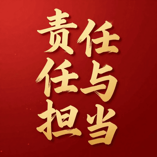 庄重风格素材：责任与担当：金色书法彰显庄重使命