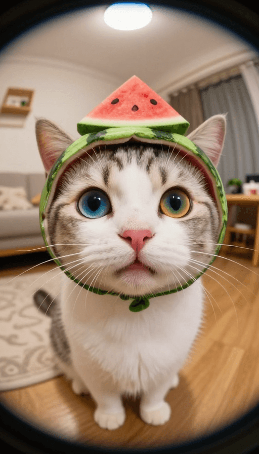高清肖像素材：异瞳西瓜猫：超写实电影感萌物