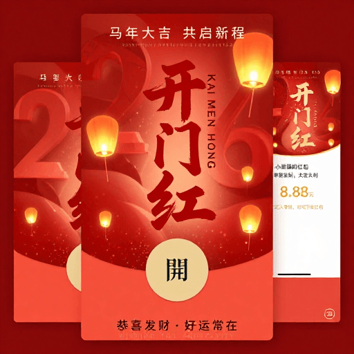 开门红素材：2026开门红：传统与现代融合的春节喜庆海报