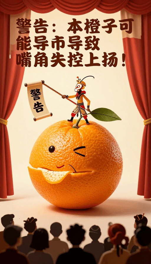 C4D渲染素材：橙色孙悟空警示海报：3D趣味宣传图
