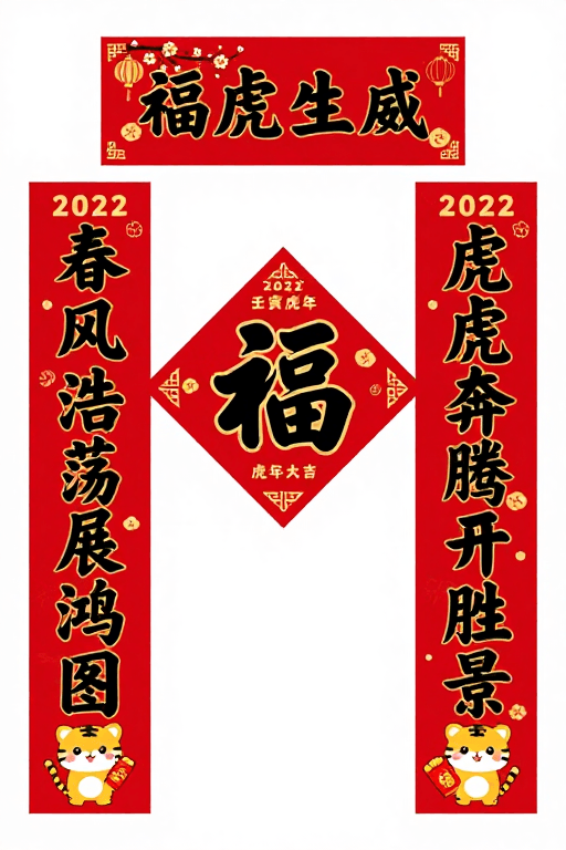 贺卡素材：喜庆中国风春节对联福字组合设计
