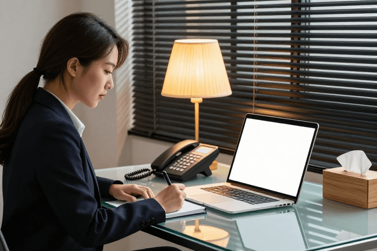 现代办公室素材：职场女性专注办公瞬间，专业温暖光影氛围