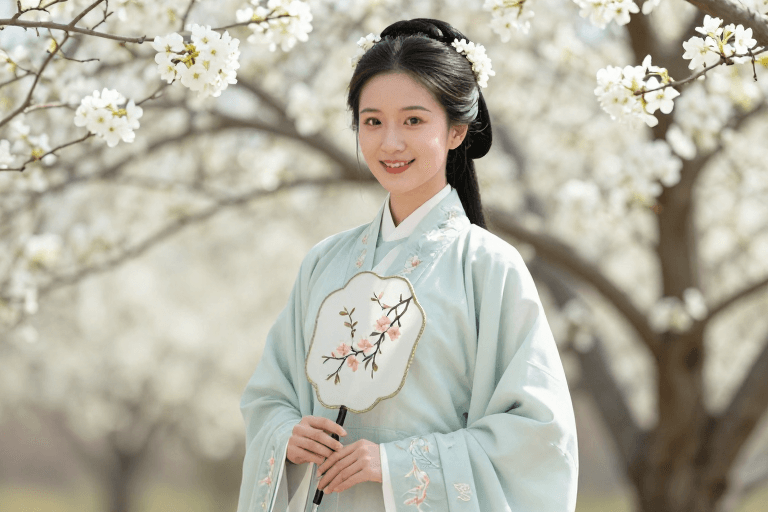 传统工艺素材：青衫汉女笑靥如花梨影映传统