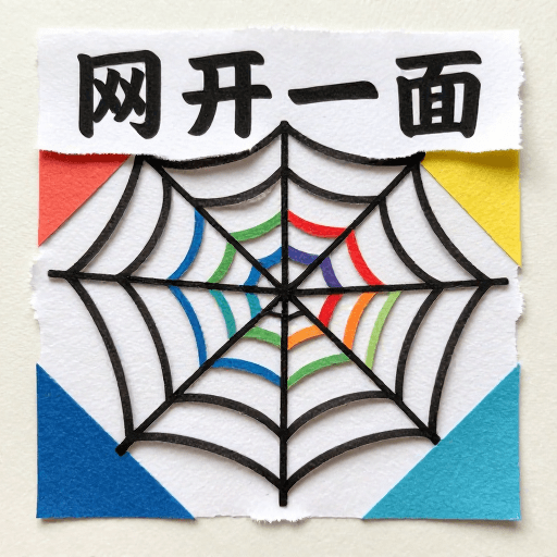 艺术装饰素材：手撕纸艺拼贴与彩色蜘蛛织网艺术
