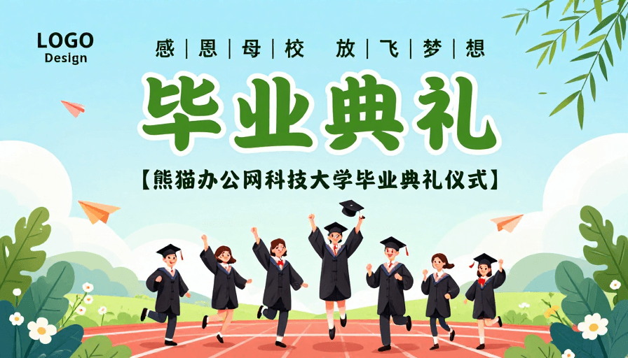 清新插画素材：清新活力校园庆典海报设计