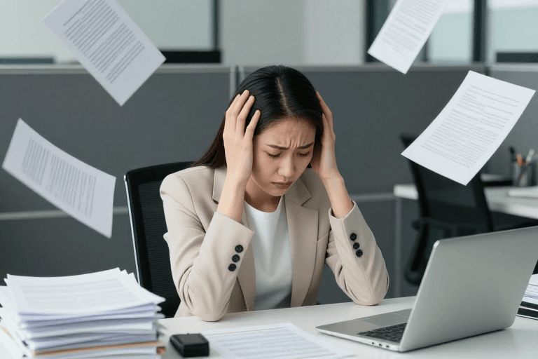 女性形象素材：职场焦虑：女性办公压力瞬间
