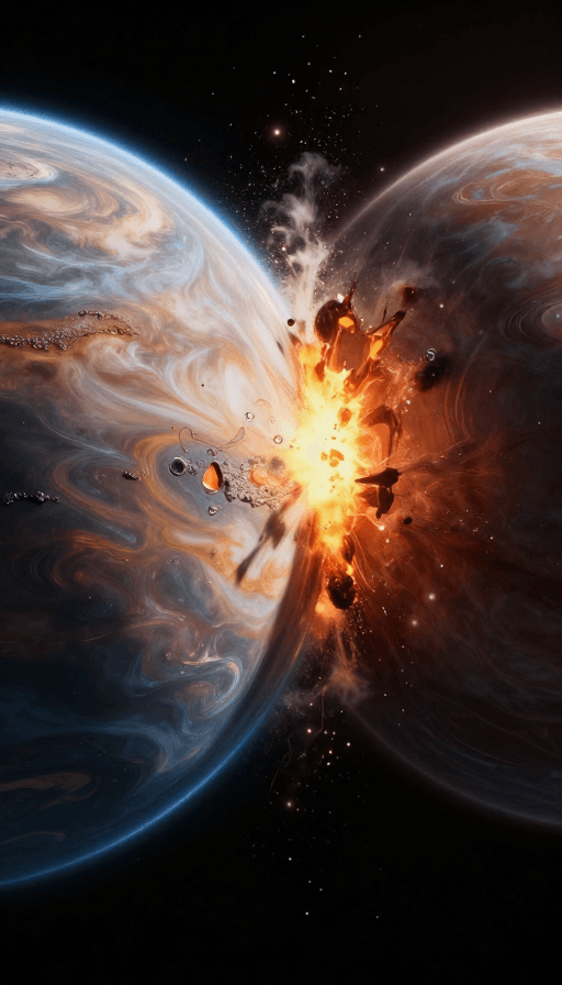 8K高清素材：双星碰撞震撼瞬间：超写实3D 8K 高清