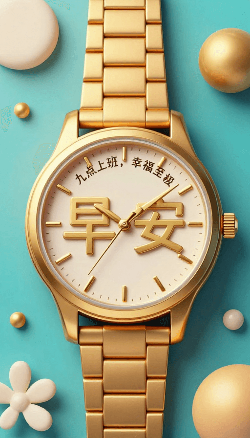 3D设计素材：金蓝艺术手表：意识流3D设计海报