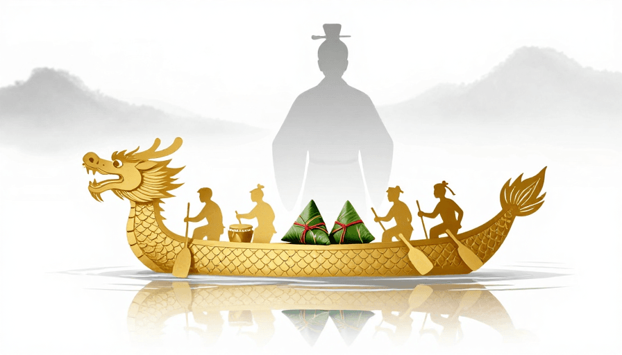 剪纸艺术素材：水墨诗意端午画卷：龙舟与文人剪影的艺术呈现