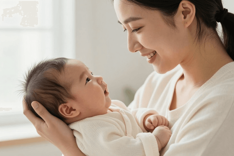 新生儿素材：温馨母爱时刻：自然光下母子柔光摄影