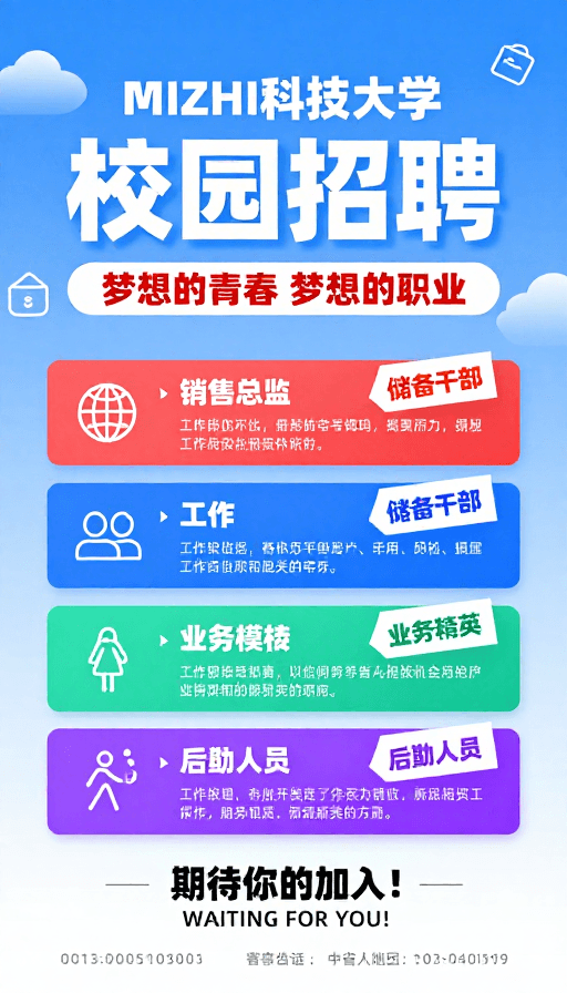 专业形象素材：MIZHI科大校园招聘：现代设计青春招募