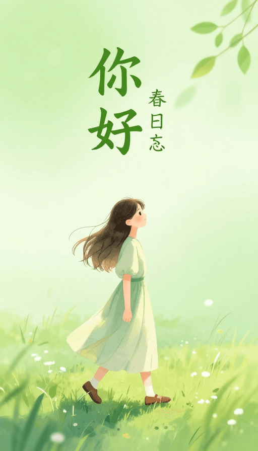 晨光氛围素材：春日晨光治愈插画：你好早安