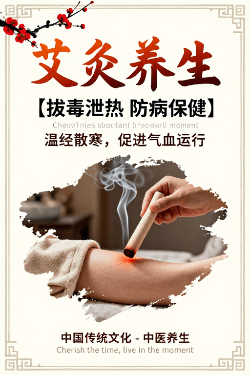 中式风格素材：传统艾灸养生艺术：中式美学与健康理念融合