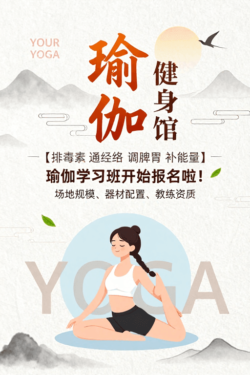 简约设计素材：禅意东方瑜伽健身馆：健康舒缓的极致体验