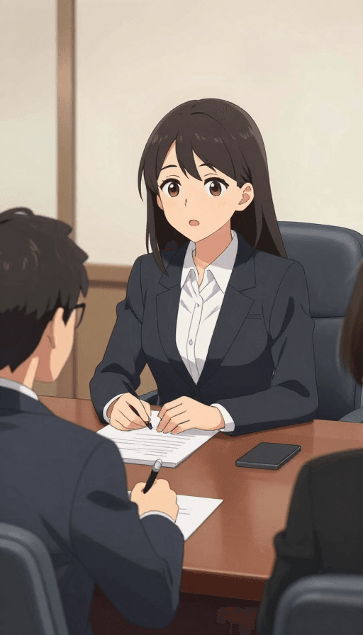 二次元素材：职场温情时刻：治愈系漫画中的女老板开会场景