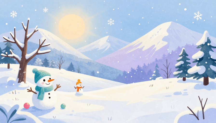卡通风格素材：冬日童话：温暖雪景插画背景