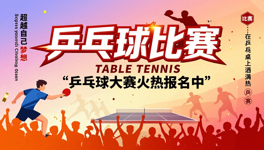 高饱和色彩素材：热血竞技 燃动未来：乒乓球赛事宣传海报