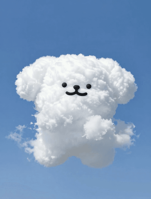 社交媒体素材素材：天空云朵化身可爱的小狗插画