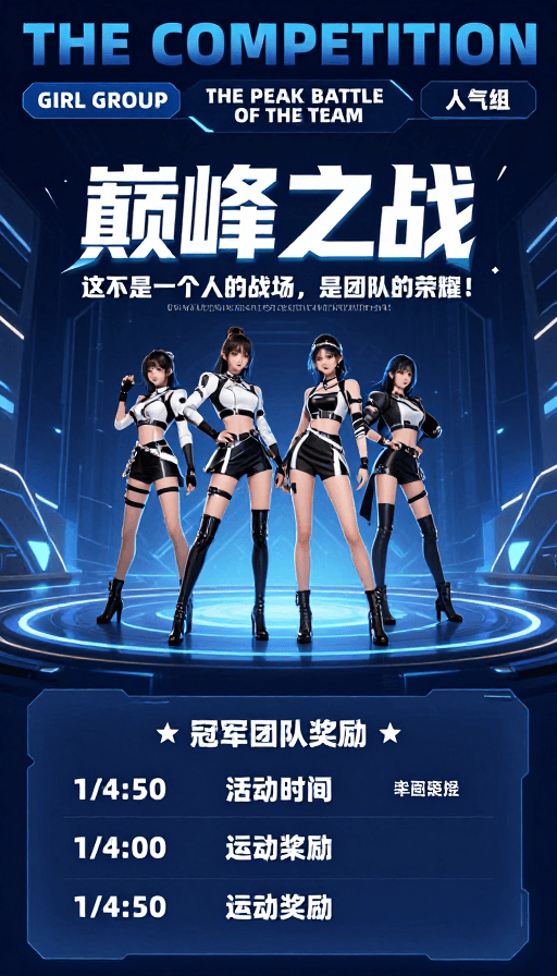 赛事海报素材：巅峰之战：科技风团队荣耀竞技舞台