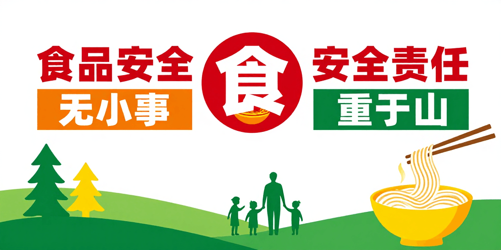 食品安全素材：食品安全责任守护生命线的公益插画