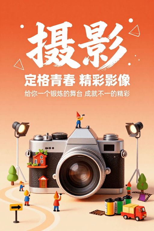 创意海报素材：复古创意摄影海报：定格青春与影像艺术