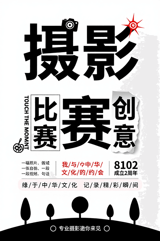 创意海报素材：极简摄影海报：触及时刻的文化之约