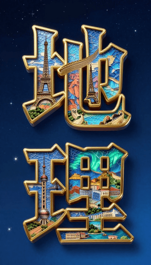 世界地标素材：地理风华·世界地标艺术字