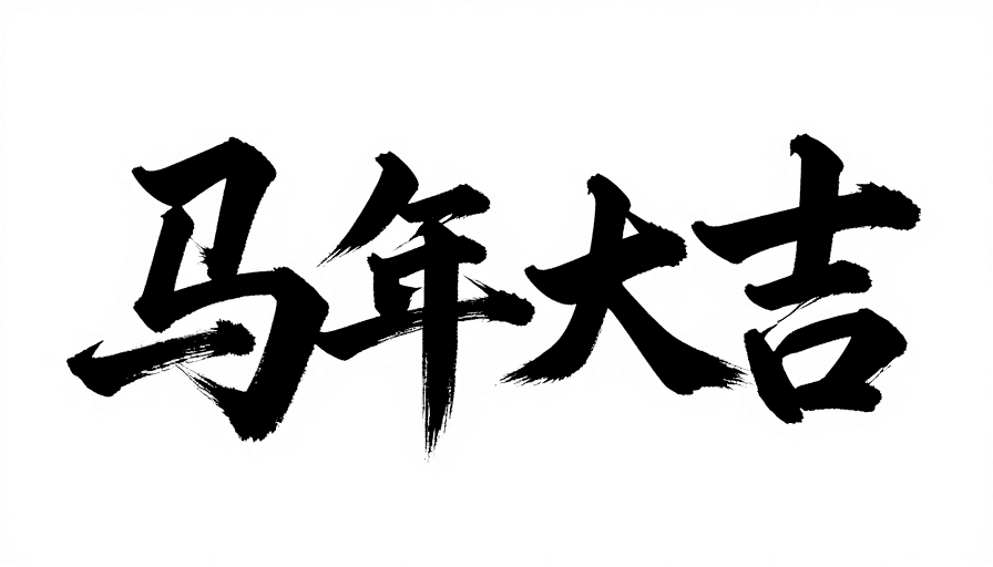 毛笔书法素材：马年大吉粗犷毛笔书法艺术字新春祝福