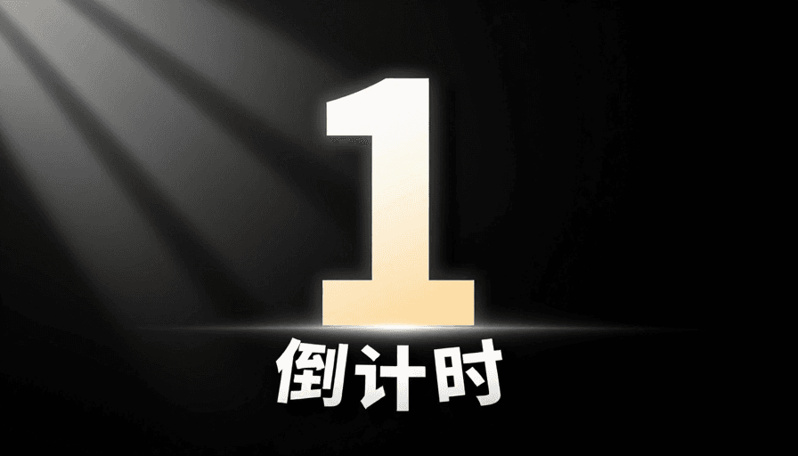 光影效果素材：科技倒计时：现代聚光灯下的数字‘1’震撼呈现