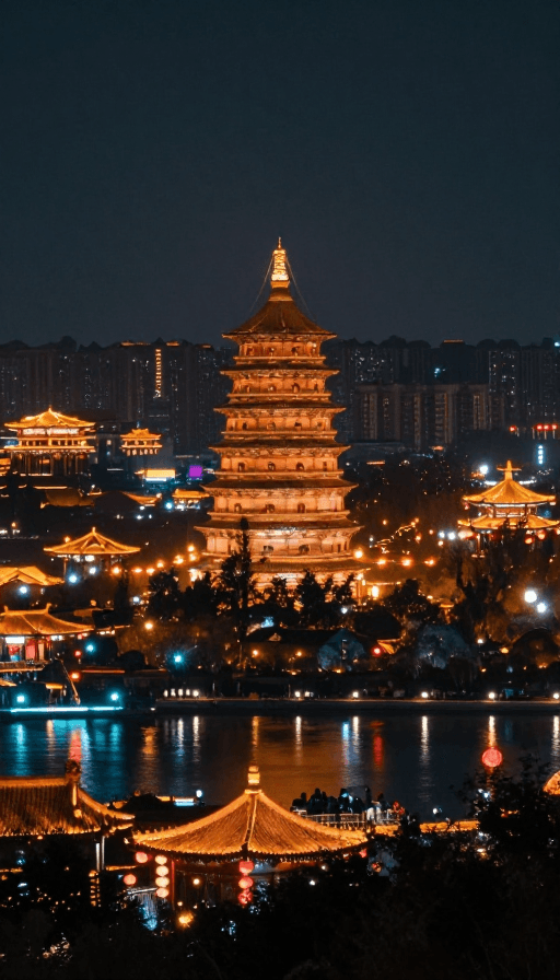 历史文化素材：盛唐长安夜境·千山灯火流光