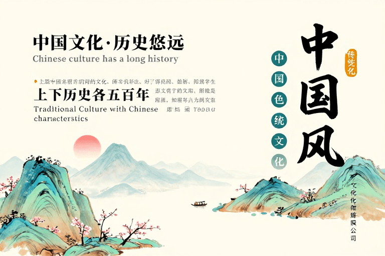 水墨插画素材：东方意境：青绿山水与传统文化之美