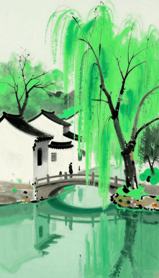 江南春色素材：荧光绘江南春：抽象禅意与现代桥上采风