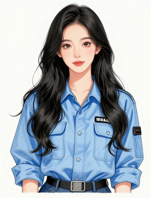 二次元风格素材：治愈系手绘插画：现代女性柔美写真